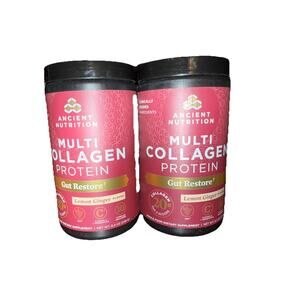 (2) Ancient Nutrition Multi Collagen Protein Gut Restore Lemon Ginger 8.4oz Pwdr